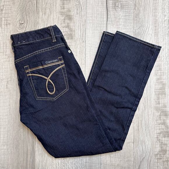 Calvin Klein Dark Wash Mid Rise Skinny Jeans WMNS 6P Blue #PB98A02 Casual Travel - Picture 4 of 10